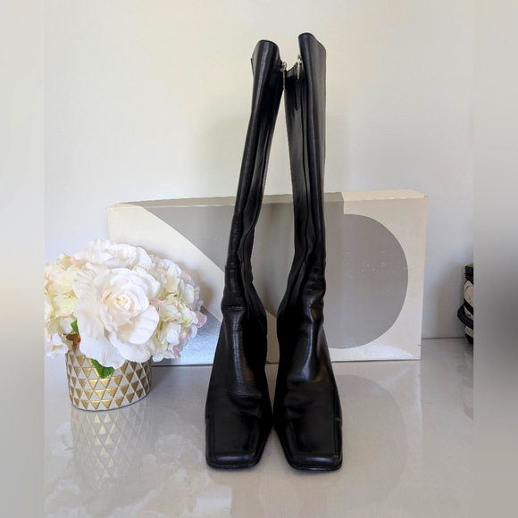 Anne Klein | Size 8.5 | Black Leather Knee-High Boots - Picture 2 of 10